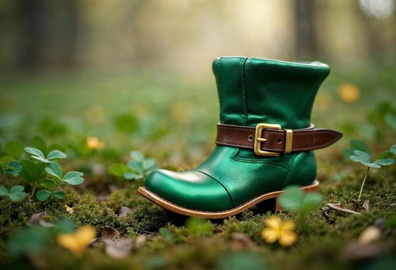 Schuh zum St.-Patrick's-Tag im Wald